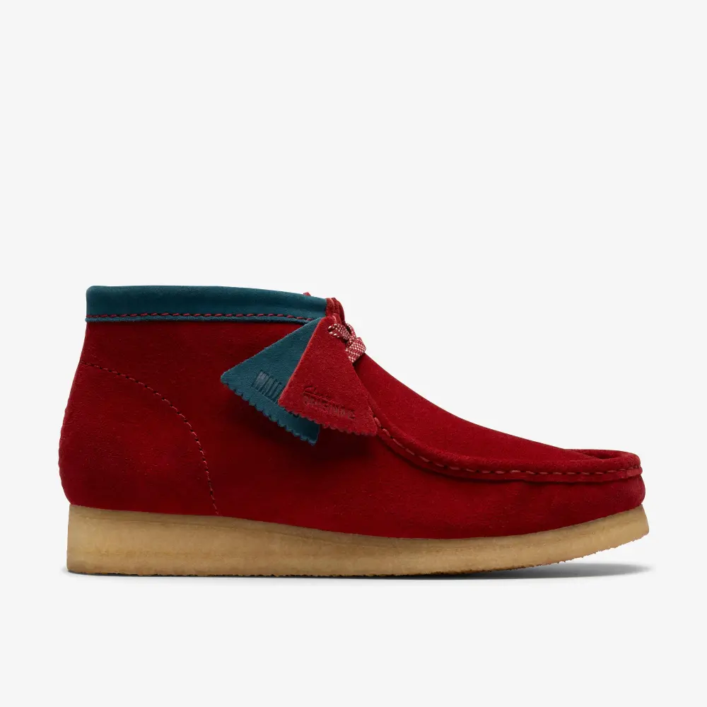 Herren-Wallabee-Stiefel, dunkelrote Wildlederstiefel von Clarks online