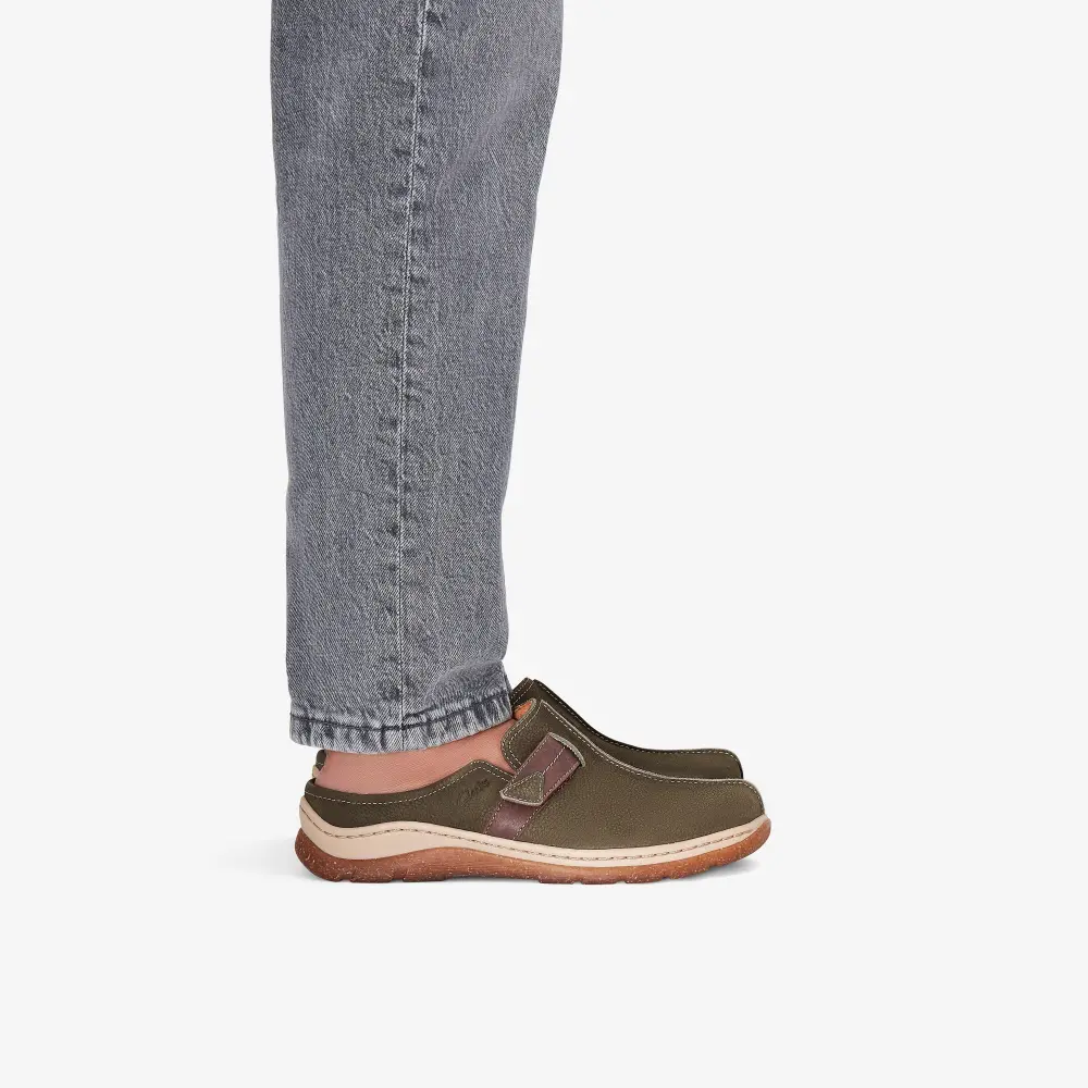 Orlene Damen-Clogs und Pantoletten aus olivfarbenem Nubukleder online