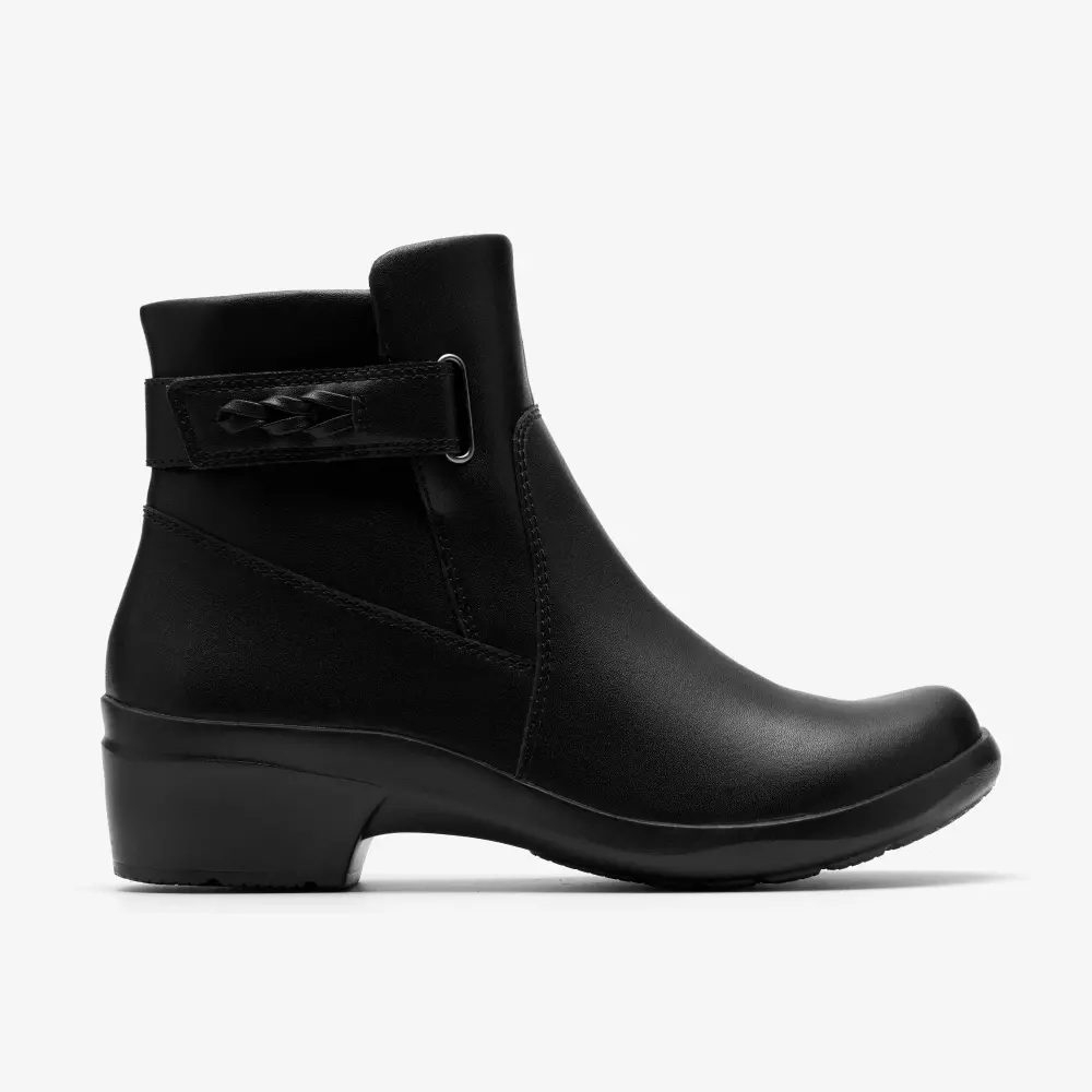 Schwarze Leder-Ankle-Boots „Angie Serena“ für Damen online