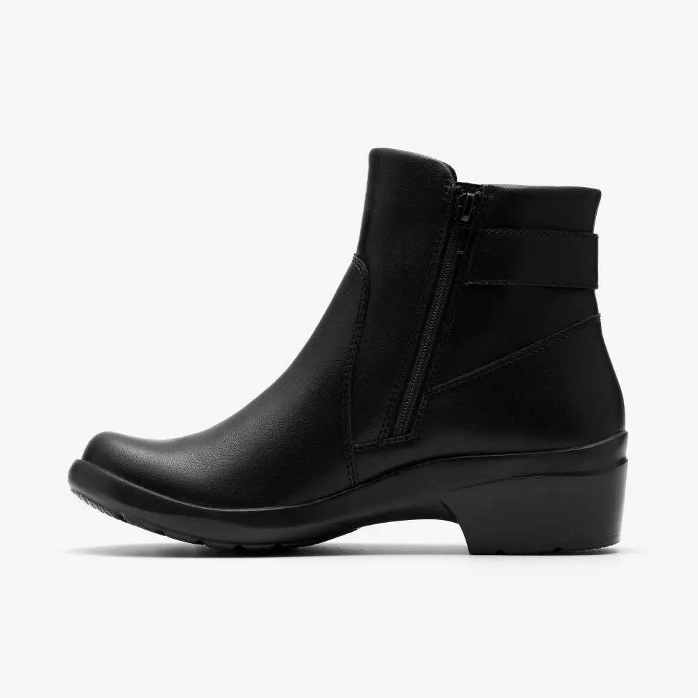 Schwarze Leder-Ankle-Boots „Angie Serena“ für Damen online
